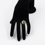 Bague vintage en or jaune 8 carats avec malachite, années 60