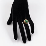 Bague vintage en or jaune 8 carats avec malachite, années 60