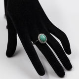 Vintage 14k white gold ring with emerald (4ct) and diamonds (0,50ctw), 70s