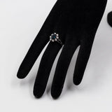 Vintage 14k White Gold Sapphire (1,40ct) & Diamonds (0,48ctw) Daisy Ring, 70s