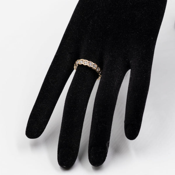Anello vintage a veretta in oro giallo 14k con diamanti (0,63ctw), anni '70