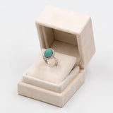 Anello vintage in oro bianco 14k con smeraldo (4ct) e diamanti (0,50ctw), anni '70