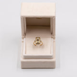 Vintage-Ring aus 14-karätigem Gelbgold mit Diamant (0.30 ct) und Saphir, 70er Jahre