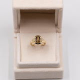 Vintage-Ring aus 14-karätigem Gelbgold mit gelbem Stein und Diamant, 70er Jahre