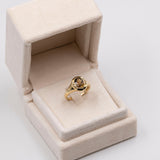 Vintage-Ring aus 14-karätigem Gelbgold mit gelbem Stein und Diamant, 70er Jahre