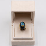 Vintage-Cabochon-Labradorit-Ring aus 14 Karat Gelbgold, 70er Jahre