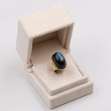 Vintage-Cabochon-Labradorit-Ring aus 14 Karat Gelbgold, 70er Jahre