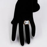 Vintage-Ring aus 14 Karat Gelbgold mit einem Aquamarin von 6.60 Karat, 70er Jahre