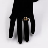 Vintage-Ring aus 14-karätigem Gelbgold mit gelbem Stein und Diamant, 70er Jahre