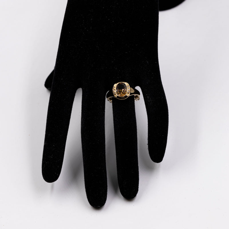 Anello Vintage In Oro Giallo 14k Con Zaffiro E Pietre Bianche, Anni '7 - Foto 12