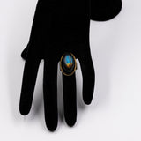 Vintage-Cabochon-Labradorit-Ring aus 14 Karat Gelbgold, 70er Jahre