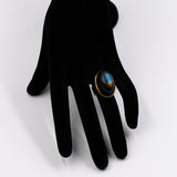 Vintage-Cabochon-Labradorit-Ring aus 14 Karat Gelbgold, 70er Jahre