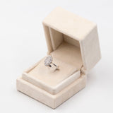 Anello vintage a navette in oro bianco 14k con diamanti (1.07ctw), anni '70