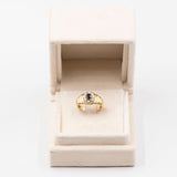 Anillo vintage de oro amarillo de 18 quilates con zafiro (0,50 ct) y diamantes (0,64 ct), años 80