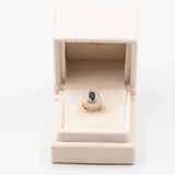 Anello vintage in oro giallo 18K con zaffiro (1ct ca.) e diamanti di taglio brillante (0.14ctw ca.), anni '70