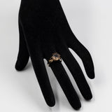 Anello vintage da cocktail in oro giallo 8k con quarzo fumé