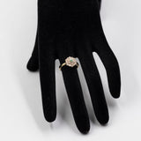 Anello vintage in oro giallo 14k e 18k con diamanti (0,50ctw) e smeraldo