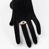 Anillo vintage de oro amarillo de 18 quilates con zafiro (0,50 ct) y diamantes (0,64 ct), años 80