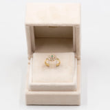 Anello vintage in oro giallo 14k e 18k con diamanti (0,50ctw) e smeraldo