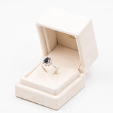 Vintage-Gänseblümchenring aus 18-karätigem Weißgold mit Saphir (1,50 ctw) und Diamanten (0.40 ctw), 60er Jahre