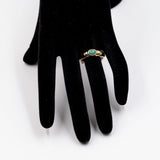 Vintage-Ring aus 14 Karat Gelbgold mit Cabochon-Smaragd und Diamant, 60er/70er Jahre