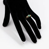 Vintage-Ring aus 14 Karat Gelbgold mit Cabochon-Smaragd und Diamant, 60er/70er Jahre