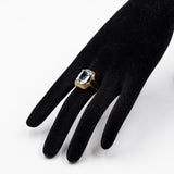 Anello vintage in oro giallo 14k con acquamarina (6ct), anni '70
