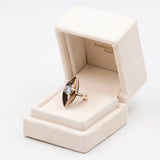 Vintage-Ring aus 9-karätigem Roségold mit hellblauem synthetischem Spinell, 40er Jahre