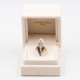 Vintage-Ring aus 9-karätigem Roségold mit hellblauem synthetischem Spinell, 40er Jahre