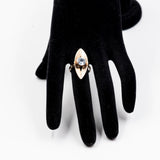 Vintage 9k rose gold ring with light blue synthetic spinel, 40s