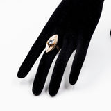 Vintage-Ring aus 9-karätigem Roségold mit hellblauem synthetischem Spinell, 40er Jahre