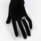 Anello vintage in oro bianco 18k con diamanti (1,34ctw) e zaffiri (0,90ct), anni '60