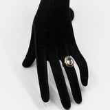 Bague cocktail vintage en or jaune 8 carats et aigue-marine (environ 3.30 ct), années 70