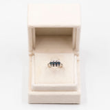 Anello vintage in oro bianco 14k con zaffiri e diamanti
