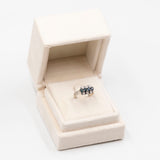 Anello vintage in oro bianco 14k con zaffiri e diamanti