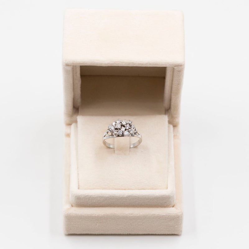 Anello vintage in oro bianco 14k con diamanti (1ctw), anni '70