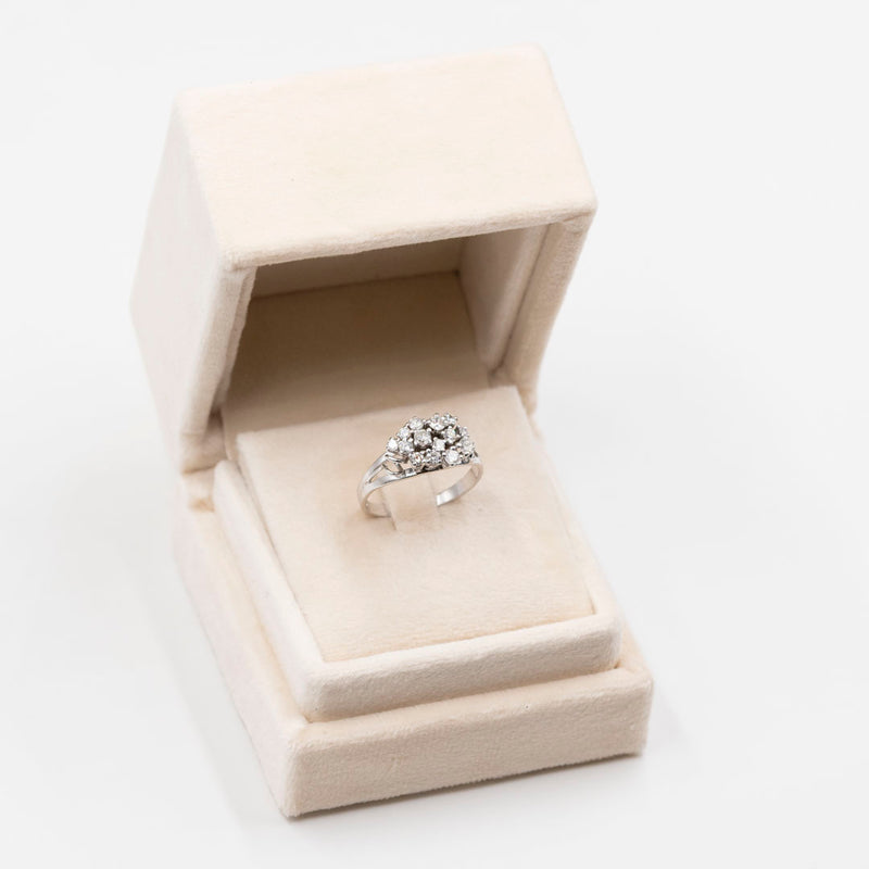 Anello vintage in oro bianco 14k con diamanti (1ctw), anni '70