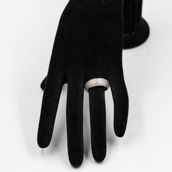 Anello vintage a fascia in oro bianco 14k con diamanti (1ctw), anni '80