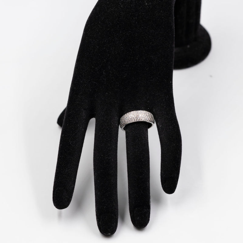 Anello vintage a fascia in oro bianco 14k con diamanti (1ctw), anni '80