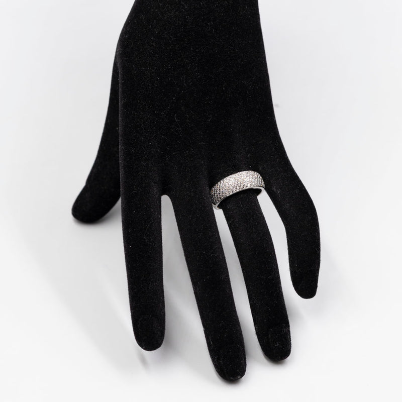 Anello vintage a fascia in oro bianco 14k con diamanti (1ctw), anni '80