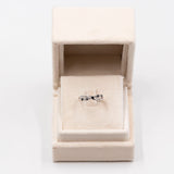 Anello vintage in oro bianco 9k con zaffiri e diamanti