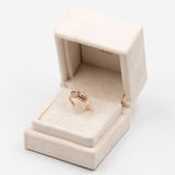 Anello vintage in oro giallo 14k con rubini e diamanti (0,08ctw)