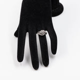 Anillo vintage de oro blanco de 18 quilates con diamantes de talla brillante (aprox. 0.90 quilates), años 60