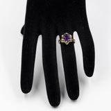 Vintage 14k yellow gold ring with amethyst (1,30ctw) and diamonds (0,18ct), 70s