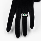 Vintage 18k white gold ring with marquise-cut diamonds (0,80ctw) and emerald (0,30ct), 80s