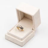 Anello in oro bicolore con diamante a cuore (0,35ct) e brillanti(0,95ctw), anni '80