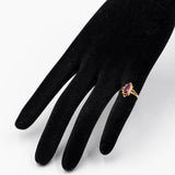 Anello vintage in oro giallo 14k con rubino sintetico di taglio marquise