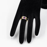 Anello a fascia vintage in oro 8K con ametista cabochon