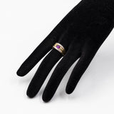 Anello a fascia vintage in oro 8K con ametista cabochon