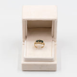 Anello trilogy vintage in oro giallo 8k con spinelli sintetici verdi